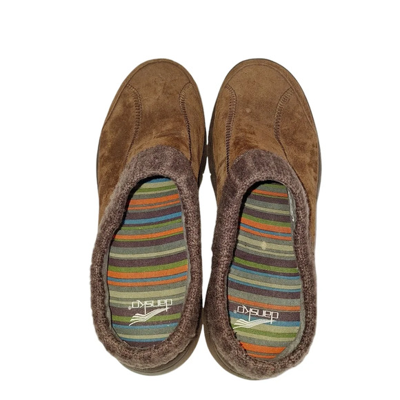 Dansko Women SZ 38/7.5 Eartha Brown Suede Slip-On Comfort Mules Clogs Shoes - Picture 5 of 15
